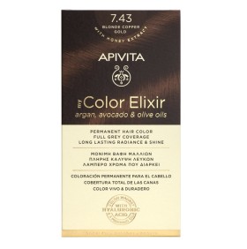 APIVITA My Color Elixir, Βαφή Μαλλιών No 7.43 - Ξανθό Χάλκινο Μελί