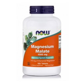 NOW FOODS Magnesium Malate 100mg, Συμπλήρωμα Διατροφής με Μηλικό Μαγνήσιο - 180tabs