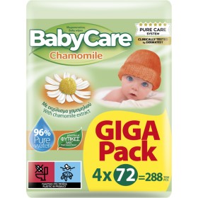 BABYCARE Baby Wipes Chamomile Pure Water, Μωρομάντηλα με Εκχύλισμα Χαμομηλιού, Giga Pack  - 4X72= 288τεμ