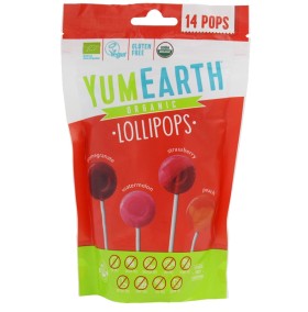 YUMEARTH Organic Fruit Lollipops, Βιολογικά Γλειφιτζούρια με Γεύσεις Φρούτων - 14τεμ