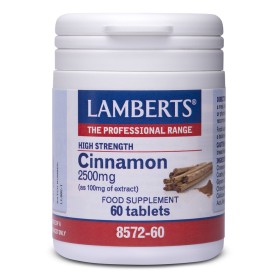 LAMBERTS Cinnamon 2500mg, Τιτλοδοτημένο Εκχύλισμα Φλοιού Κανέλλας - 60tabs