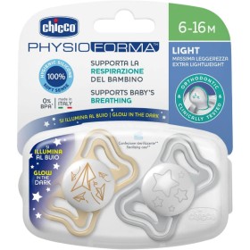 CHICCO Physio Forma Light, Πιπίλα Σιλικόνης με Θήκη 6-16m, Νύχτας - 2τεμ