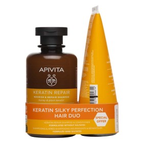 APIVITA Keratin Repair Shampoo, Σαμπουάν Θρέψης & Επανόρθωσης - 250ml & Conditioner, Kρέμα Θρέψης & Επανόρθωσης για Ξηρά, Ταλαιπωρημένα Μαλλιά - 150ml